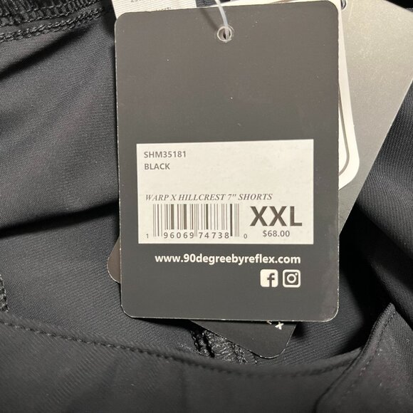 90 Degree by Reflex Men's Black Warp 7" Hillcrest Shorts - Size XXL (38") - NWT - Picture 5 of 5